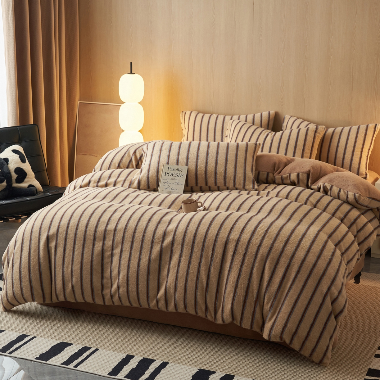 91家纺网 家纺一手货源 找家纺 早晨家纺 2025新款未末款仿羊绒牛奶绒四件套 未末-暖棕