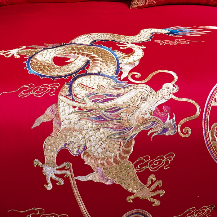 91家纺网 家纺一手货源 找家纺 芊囍纺 2025新款全棉刺绣婚庆四件套 九五之尊