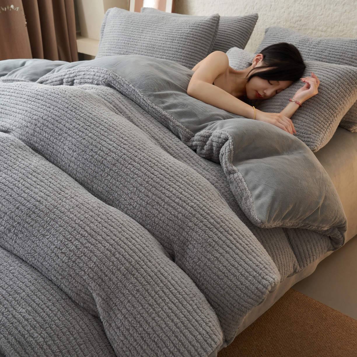 91家纺网 家纺一手货源 找家纺 （总）早晨家纺 2025新款世纪款塔芙蓉牛奶绒四件套