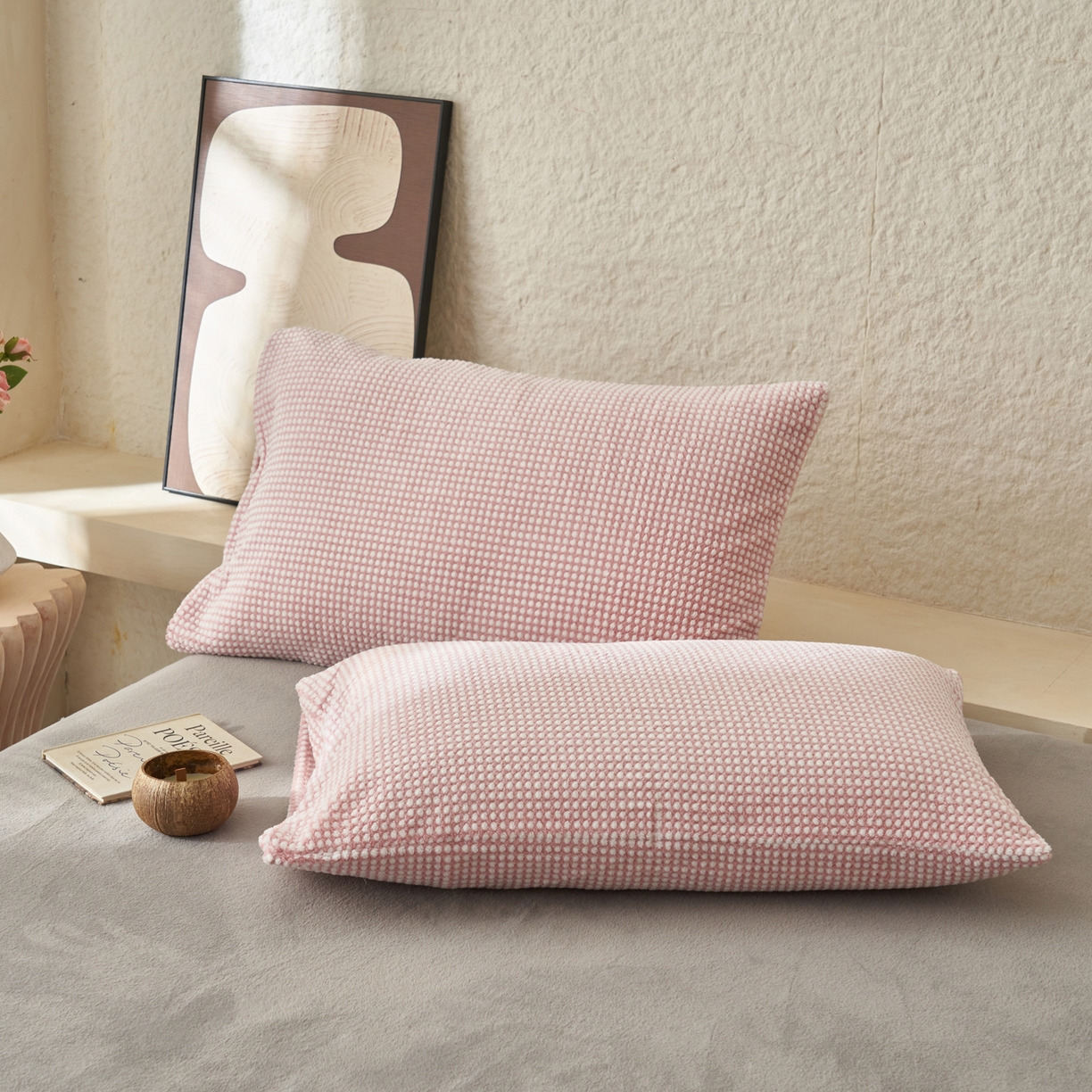 91家纺网 家纺一手货源 找家纺 早晨家纺 2025新款深蓝款阳离子提花牛奶绒四件套 深蓝-豆沙