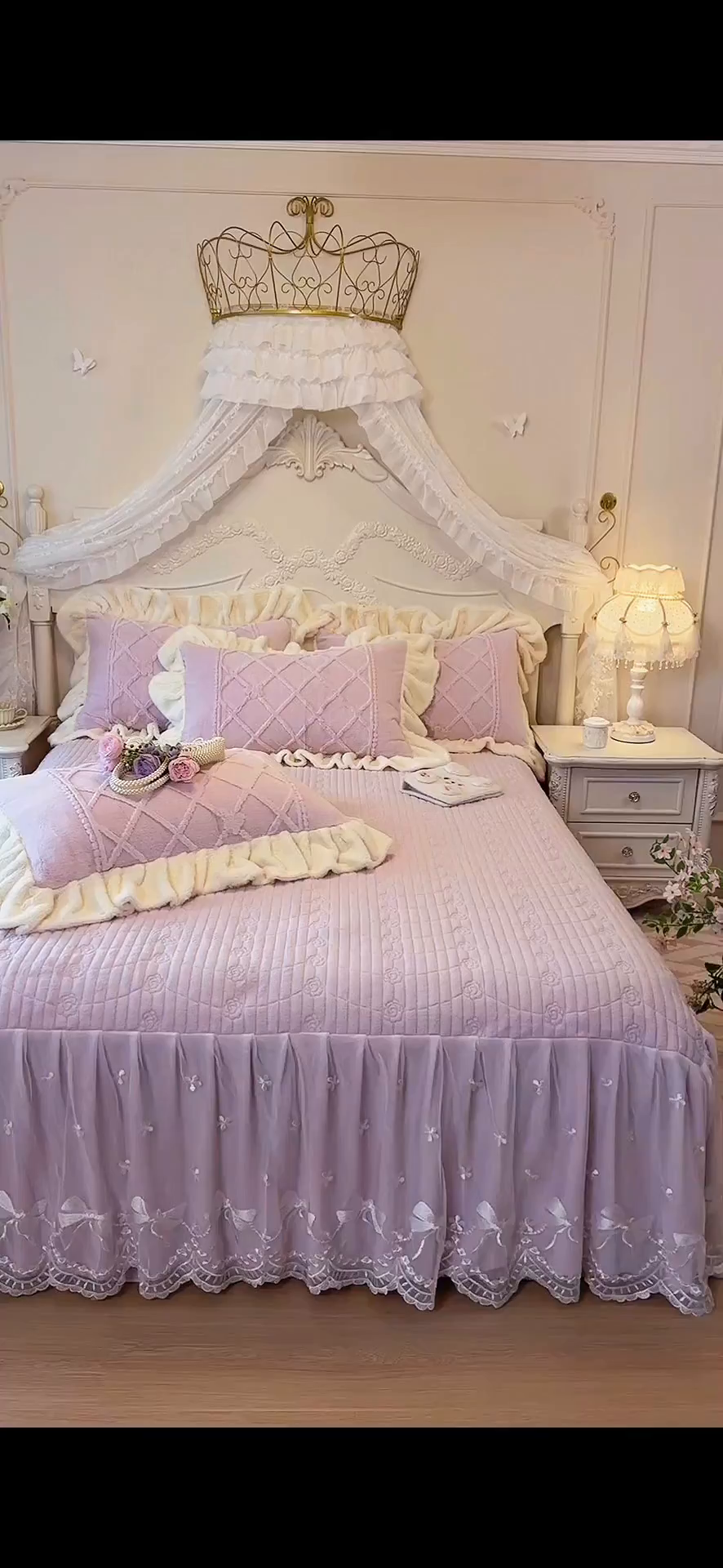 91家纺网 家纺一手货源 找家纺 （总）宜凡家纺 2025新款兔绒提花牛奶绒夹棉床裙四件套（森林密语）