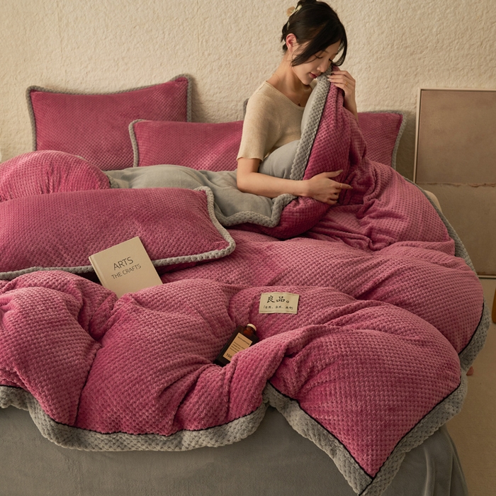 91家纺网 家纺一手货源 找家纺 早晨家纺 2025新款尚流款牛奶绒提花四件套 尚流-豆沙