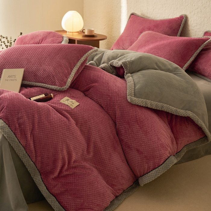 91家纺网 家纺一手货源 找家纺 早晨家纺 2025新款尚流款牛奶绒提花四件套 尚流-豆沙