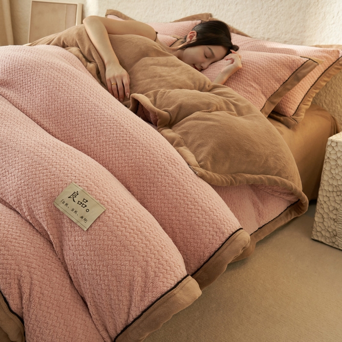 （总）早晨家纺 2025新款青沐款牛奶绒提花四件套