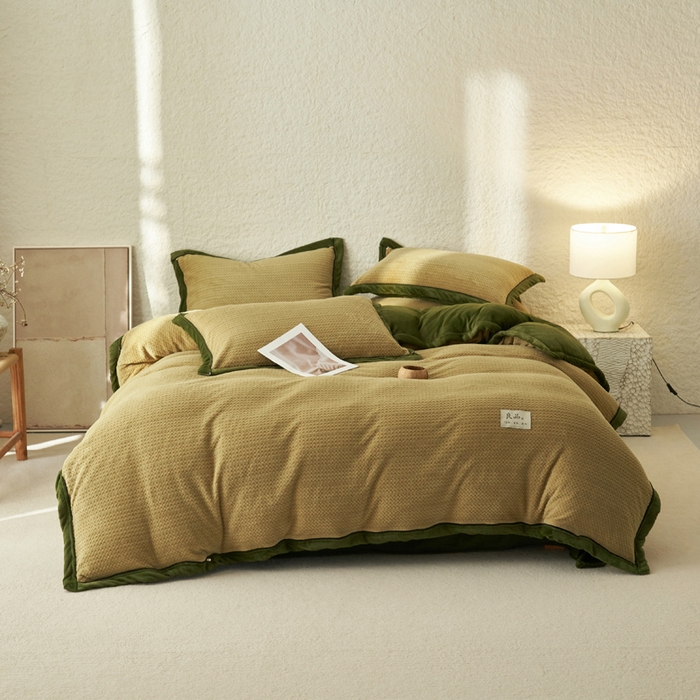 91家纺网 家纺一手货源 找家纺 早晨家纺 2025新款青沐款牛奶绒提花四件套 青沐-浅水绿