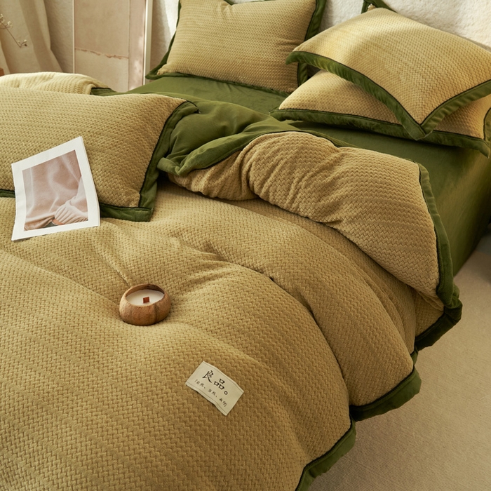 91家纺网 家纺一手货源 找家纺 早晨家纺 2025新款青沐款牛奶绒提花四件套 青沐-浅水绿