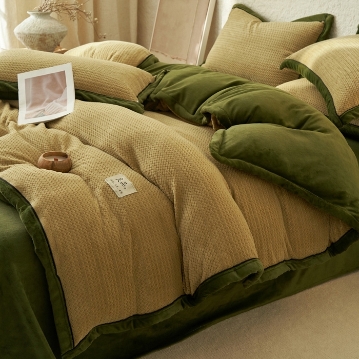 91家纺网 家纺一手货源 找家纺 早晨家纺 2025新款青沐款牛奶绒提花四件套 青沐-浅水绿