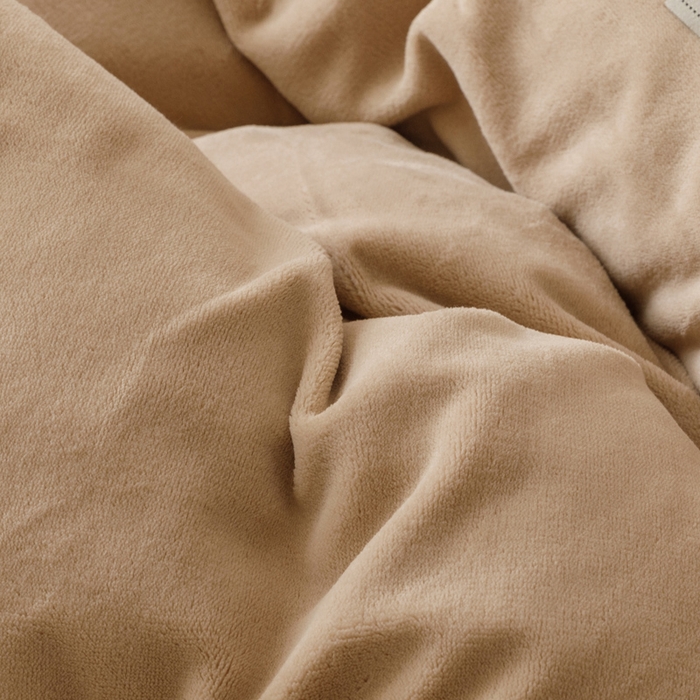 91家纺网 家纺一手货源 找家纺 早晨家纺 2025新款牛奶绒双拼四件套 双拼米驼+奶茶咖