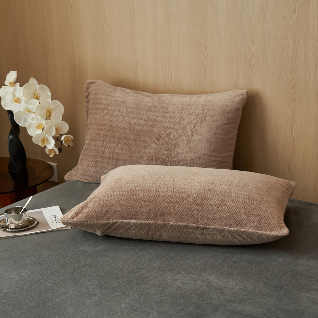 91家纺网 家纺一手货源 找家纺 早晨家纺 2025新款流星款阳离子提花兔毛牛奶绒四件套 流星-奶茶咖