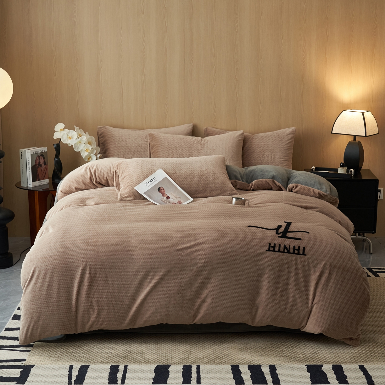 91家纺网 家纺一手货源 找家纺 （总）早晨家纺 2025新款流星款阳离子提花兔毛牛奶绒四件套