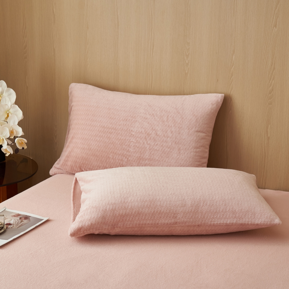 91家纺网 家纺一手货源 找家纺 早晨家纺 2025新款流星款阳离子提花兔毛牛奶绒四件套 流星-豆沙