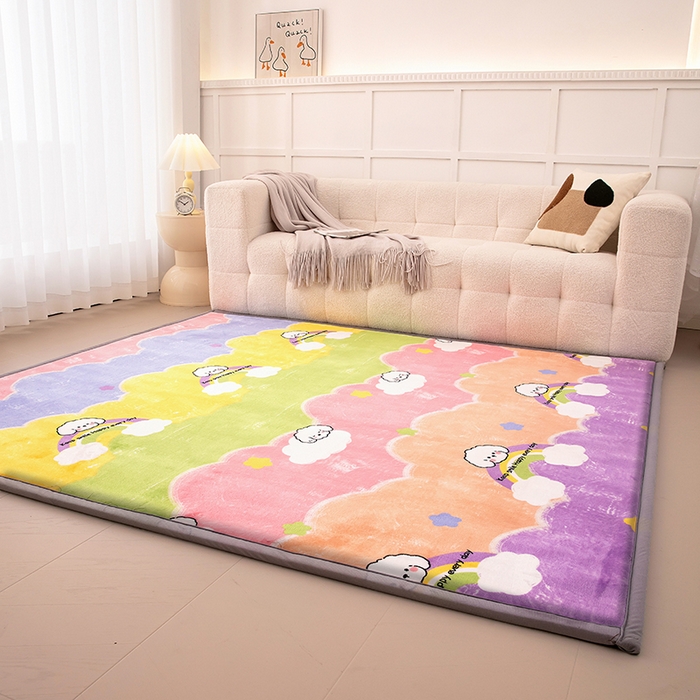 91家纺网 家纺一手货源 找家纺 （总）北辰 2025新款牛奶绒地垫打地铺神器床边垫床垫遮盖物客厅地垫可定制