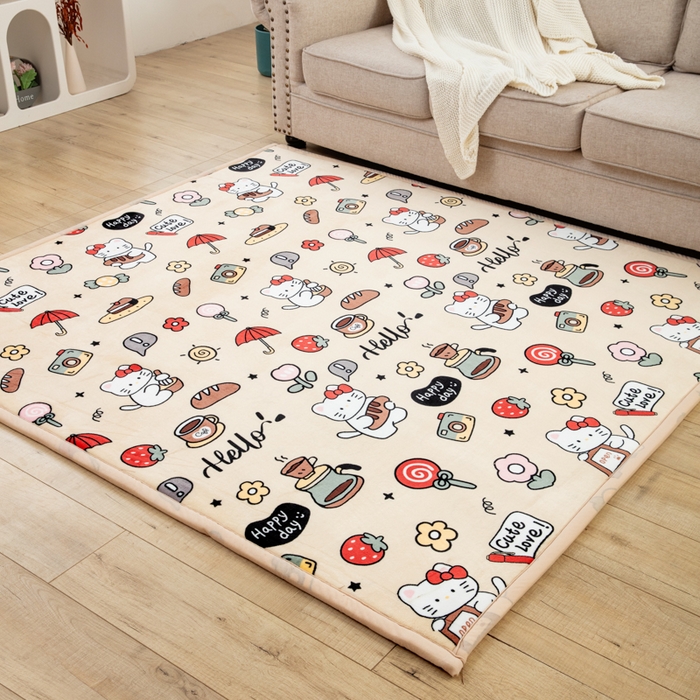 91家纺网 家纺一手货源 找家纺 北辰 2025新款牛奶绒地垫打地铺神器床边垫床垫遮盖物客厅地垫可定制 欢乐假日