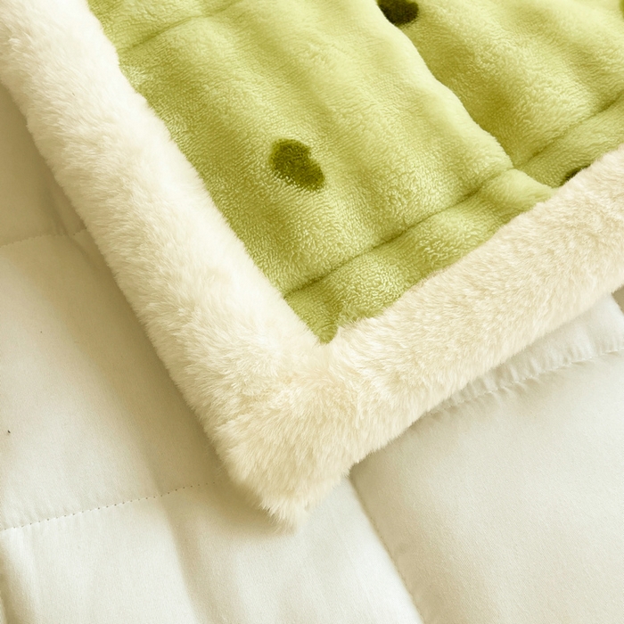 91家纺网 家纺一手货源 找家纺 梵朴 2025新款牛奶绒泡泡兔毛绒床垫学生宿舍床褥子床护垫大床款印花系列 爱心蝴蝶结绿