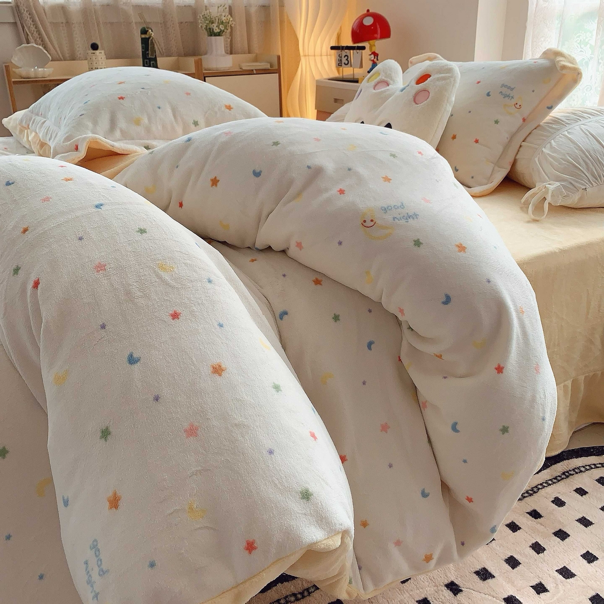 91家纺网 家纺一手货源 找家纺 （总）莱豫家纺 2025新款加厚牛奶绒三件套四件套保暖不静电