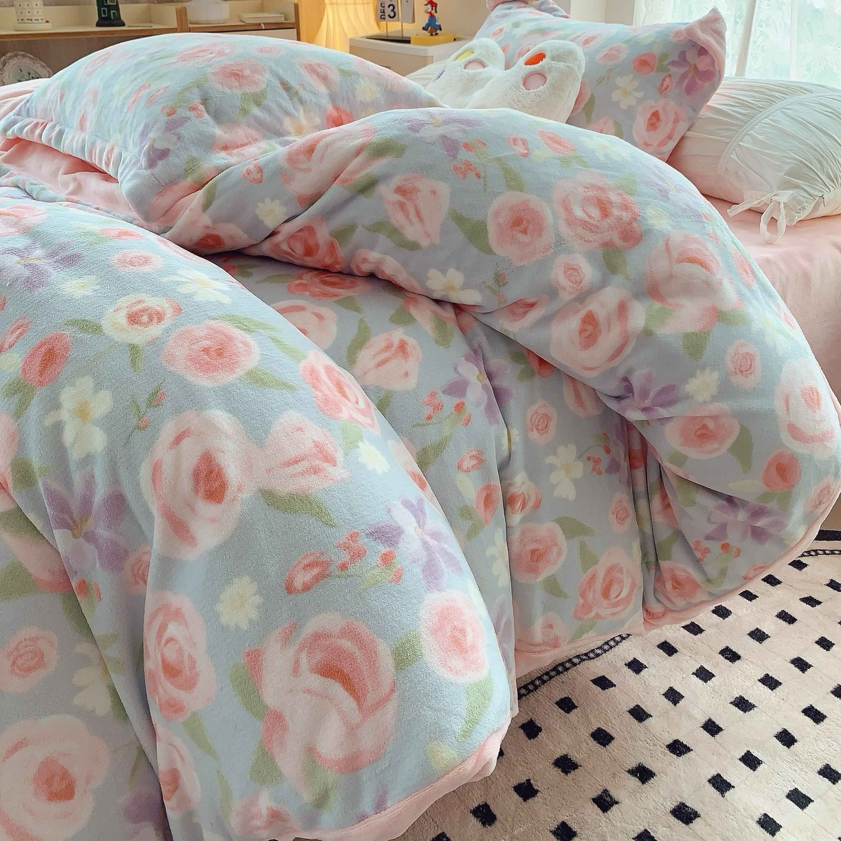 91家纺网 家纺一手货源 找家纺 （总）莱豫家纺 2025新款加厚牛奶绒三件套四件套保暖不静电