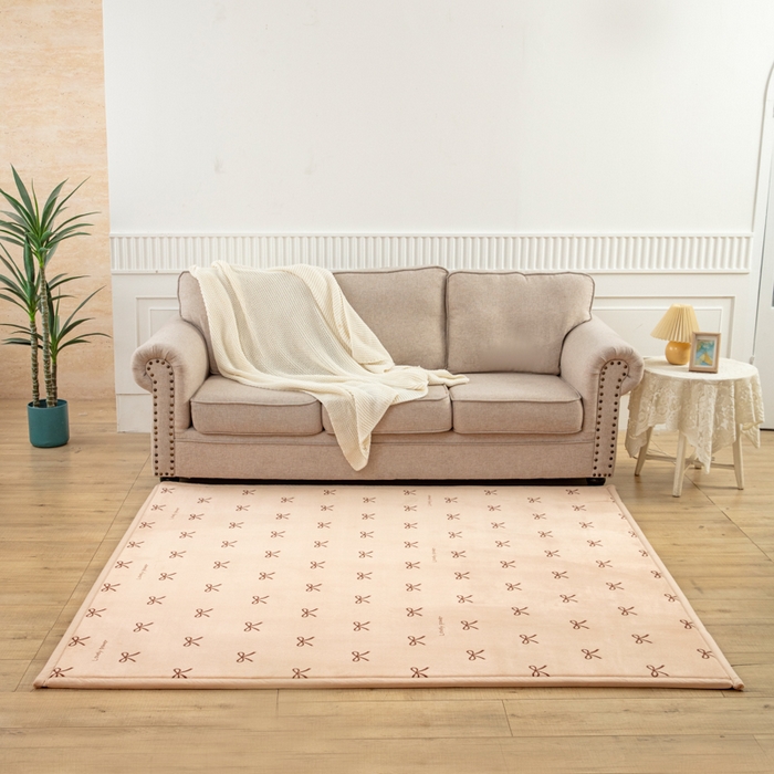 91家纺网 家纺一手货源 找家纺 北辰 2025新款牛奶绒地垫打地铺神器床边垫床垫遮盖物客厅地垫可定制 蝴蝶结