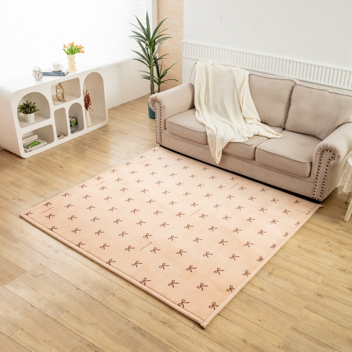 91家纺网 家纺一手货源 找家纺 北辰 2025新款牛奶绒地垫打地铺神器床边垫床垫遮盖物客厅地垫可定制 蝴蝶结