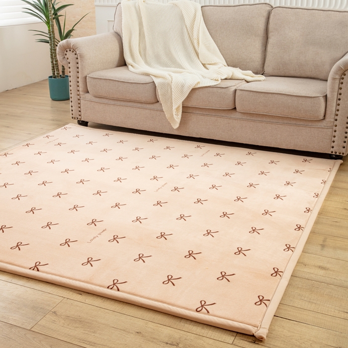 91家纺网 家纺一手货源 找家纺 北辰 2025新款牛奶绒地垫打地铺神器床边垫床垫遮盖物客厅地垫可定制 蝴蝶结