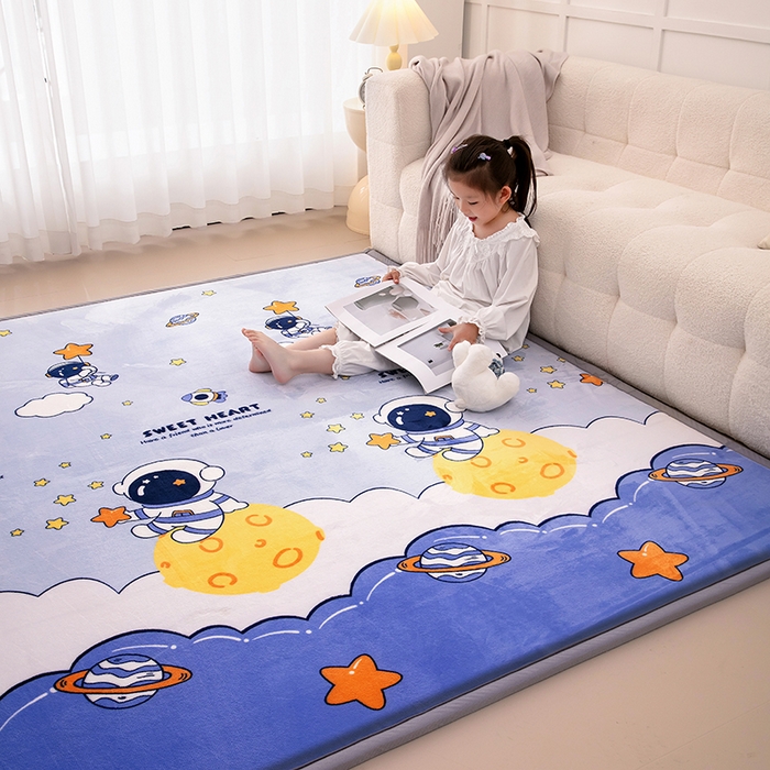 91家纺网 家纺一手货源 找家纺 北辰 2025新款牛奶绒地垫打地铺神器床边垫床垫遮盖物客厅地垫可定制 太空遨游