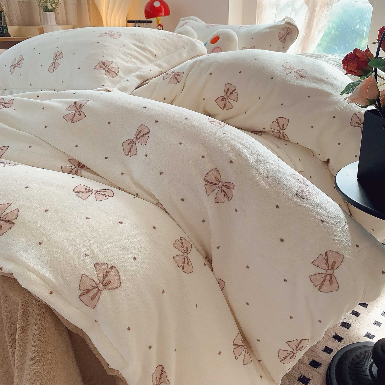 91家纺网 家纺一手货源 找家纺 莱豫家纺 2025新款加厚牛奶绒三件套四件套保暖不静电 爱心如辰