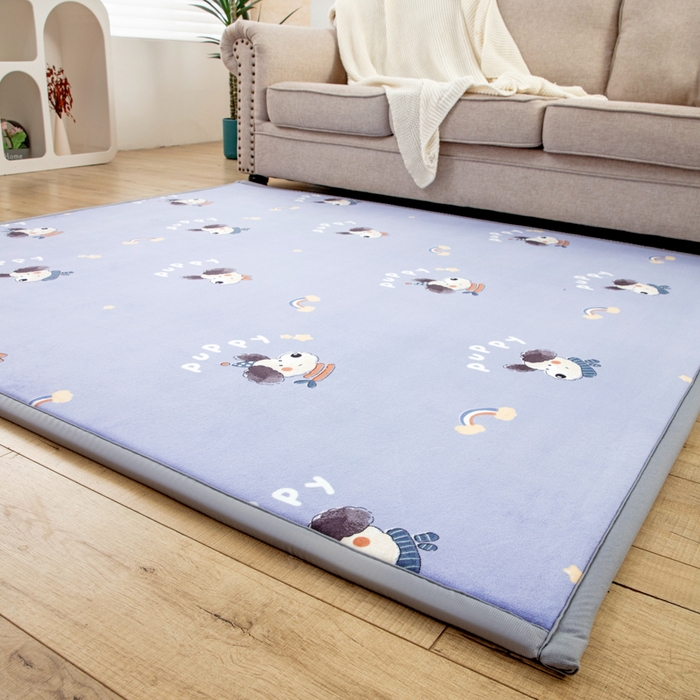 91家纺网 家纺一手货源 找家纺 北辰 2025新款牛奶绒地垫打地铺神器床边垫床垫遮盖物客厅地垫可定制 puppy狗