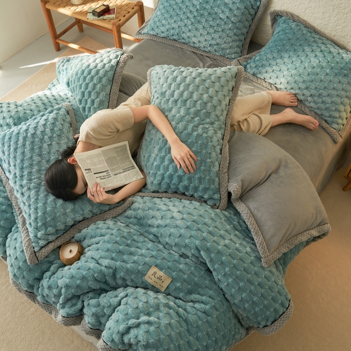 91家纺网 家纺一手货源 找家纺 （总）早晨家纺 2025新款金贵款牛奶绒提花四件套