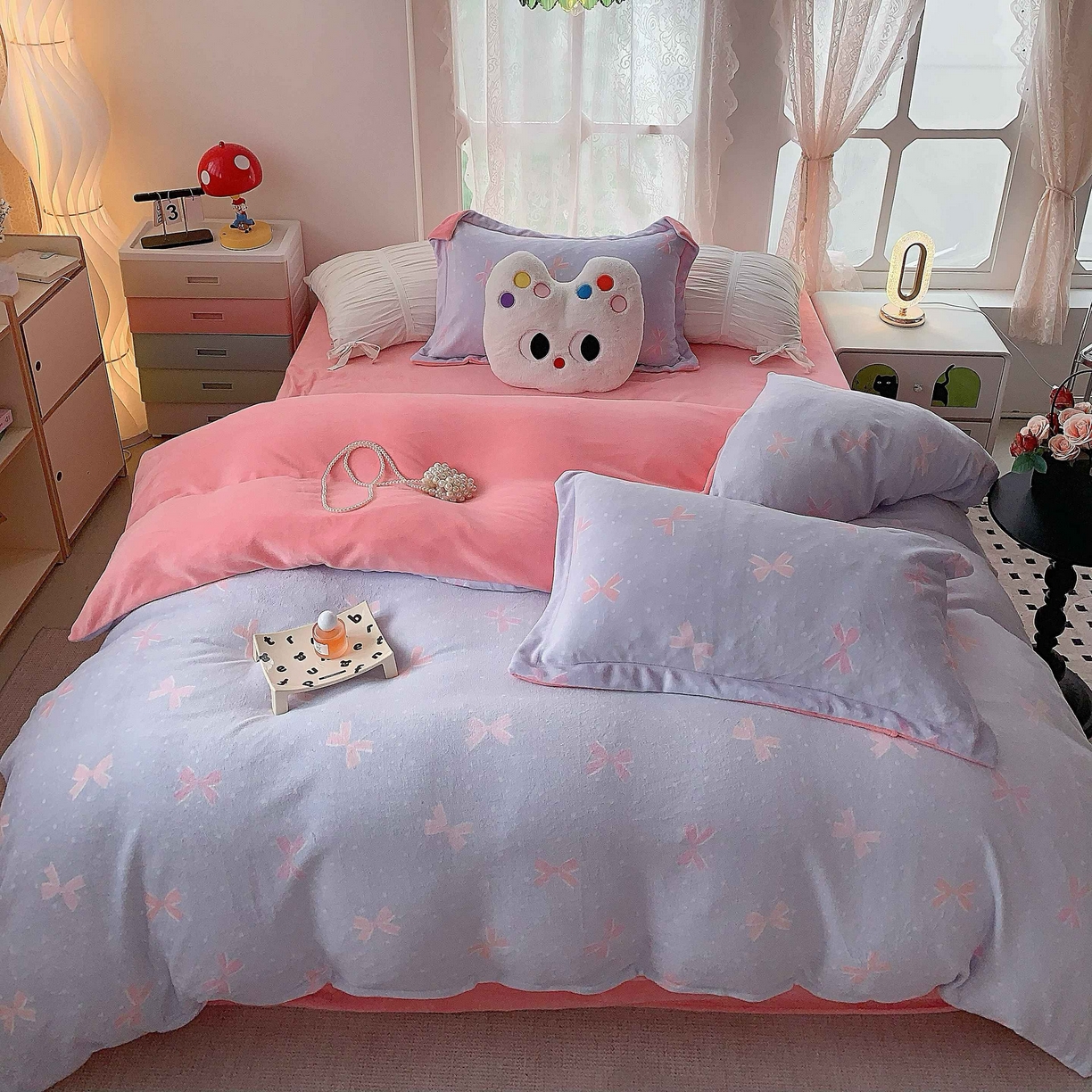 91家纺网 家纺一手货源 找家纺 莱豫家纺 2025新款加厚牛奶绒三件套四件套保暖不静电 蝶影