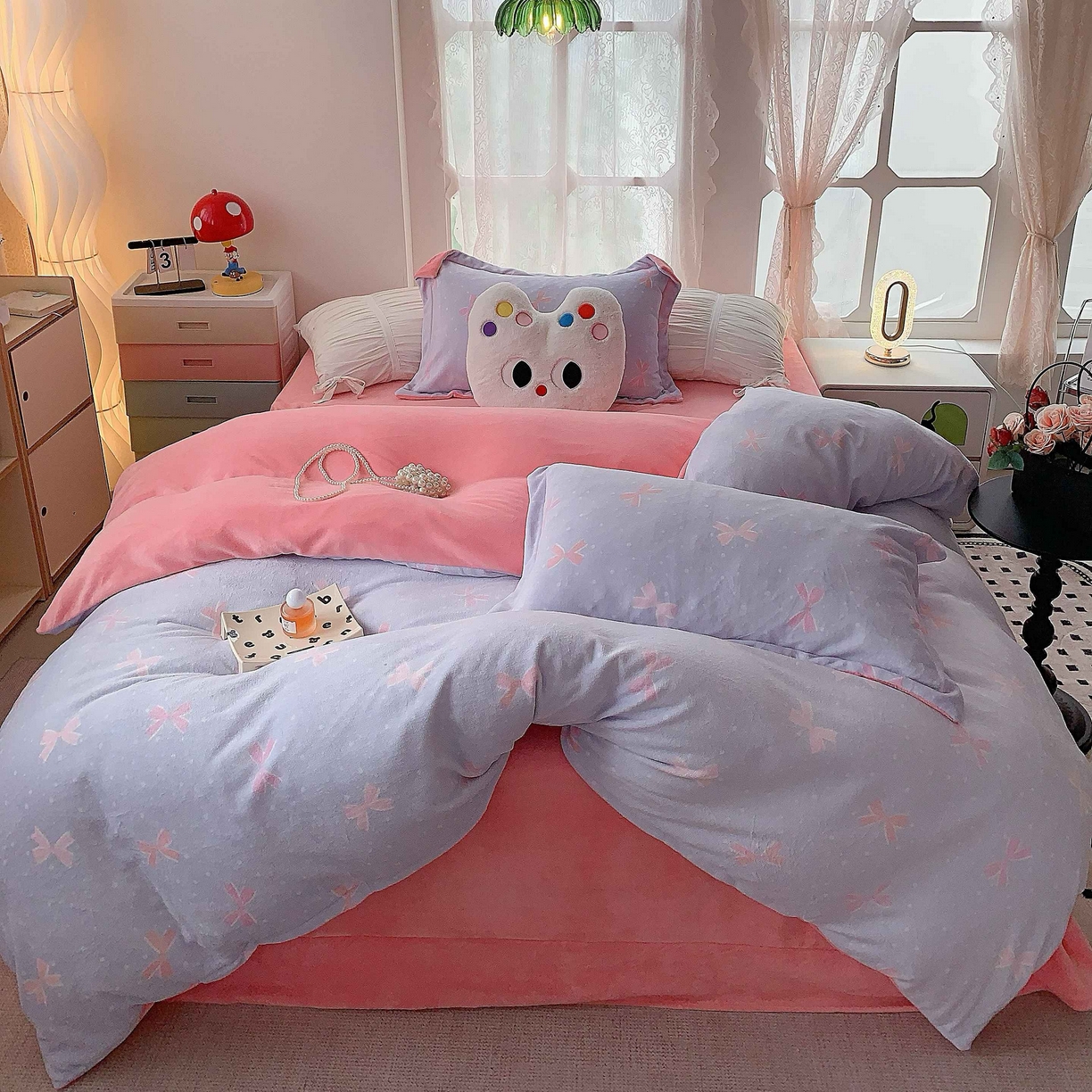 91家纺网 家纺一手货源 找家纺 莱豫家纺 2025新款加厚牛奶绒三件套四件套保暖不静电 蝶影