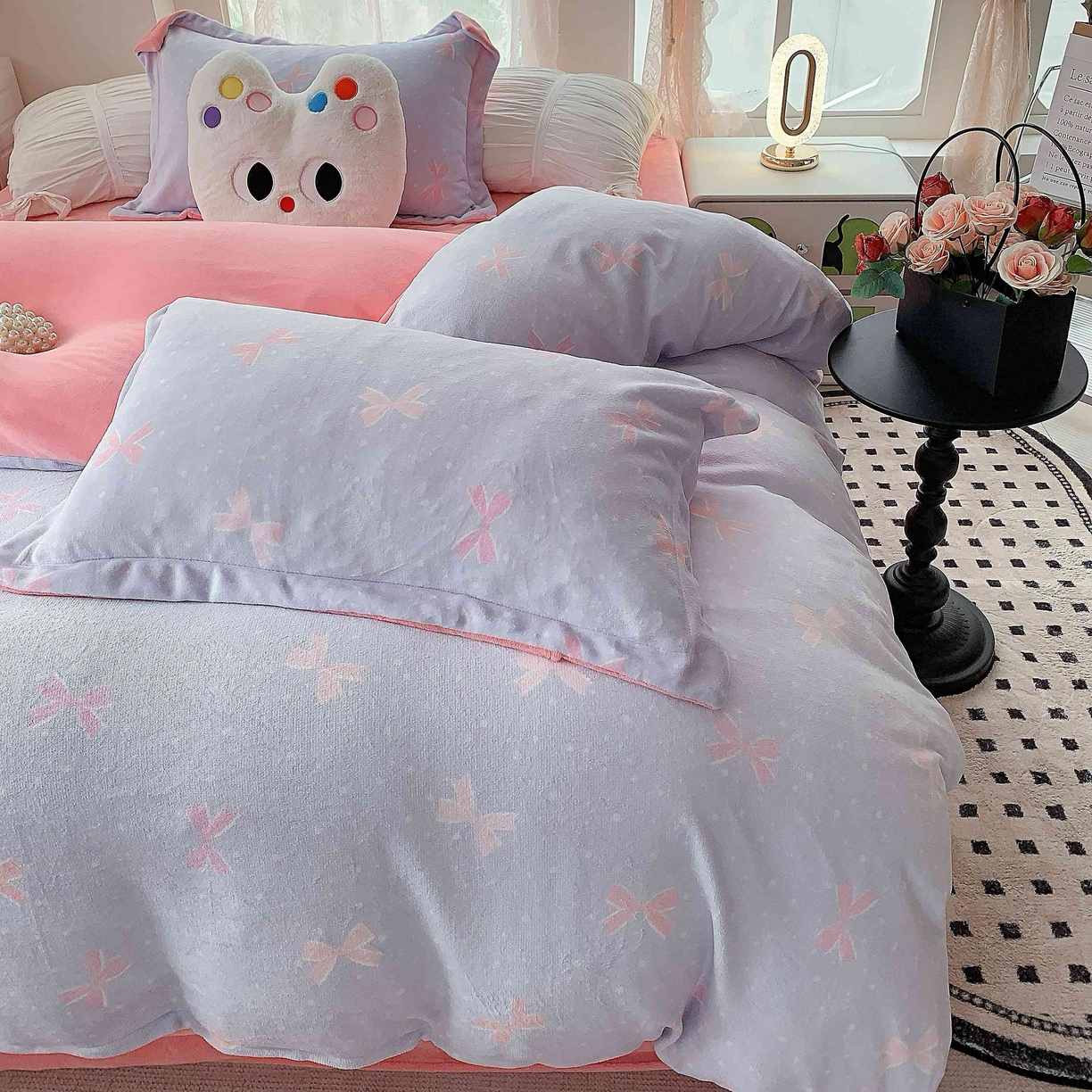 91家纺网 家纺一手货源 找家纺 莱豫家纺 2025新款加厚牛奶绒三件套四件套保暖不静电 蝶影