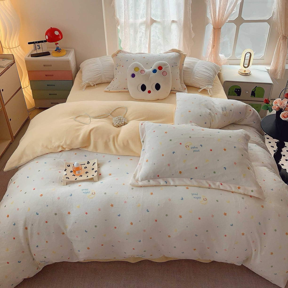 91家纺网 家纺一手货源 找家纺 莱豫家纺 2025新款加厚牛奶绒三件套四件套保暖不静电 繁星