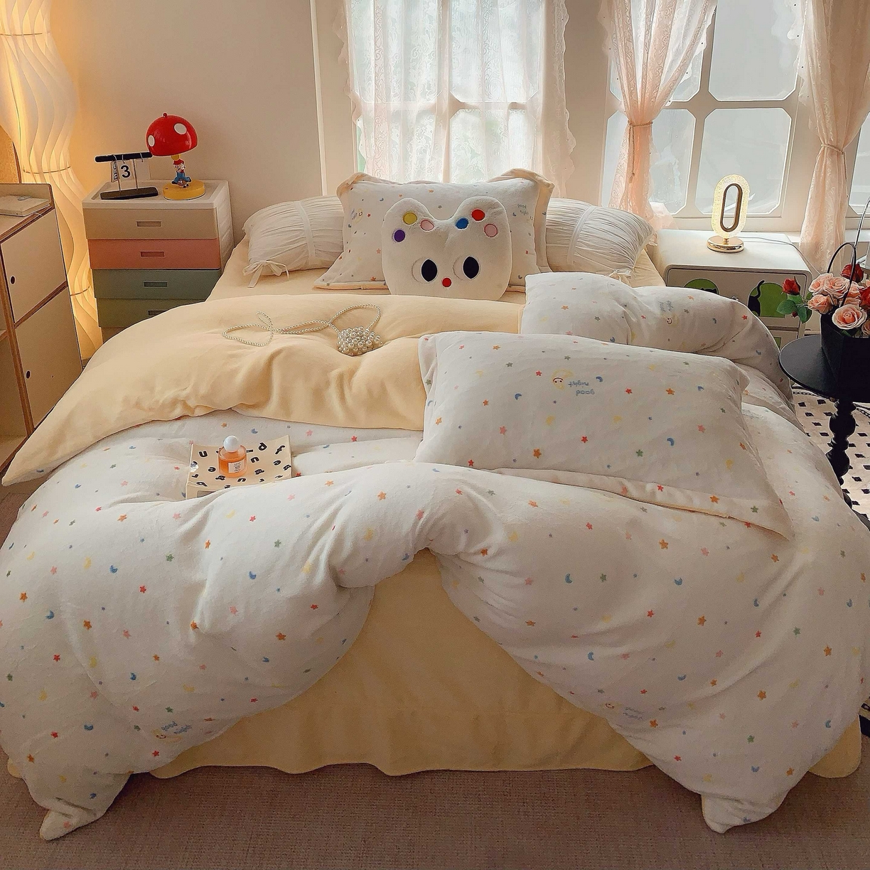 91家纺网 家纺一手货源 找家纺 莱豫家纺 2025新款加厚牛奶绒三件套四件套保暖不静电 繁星