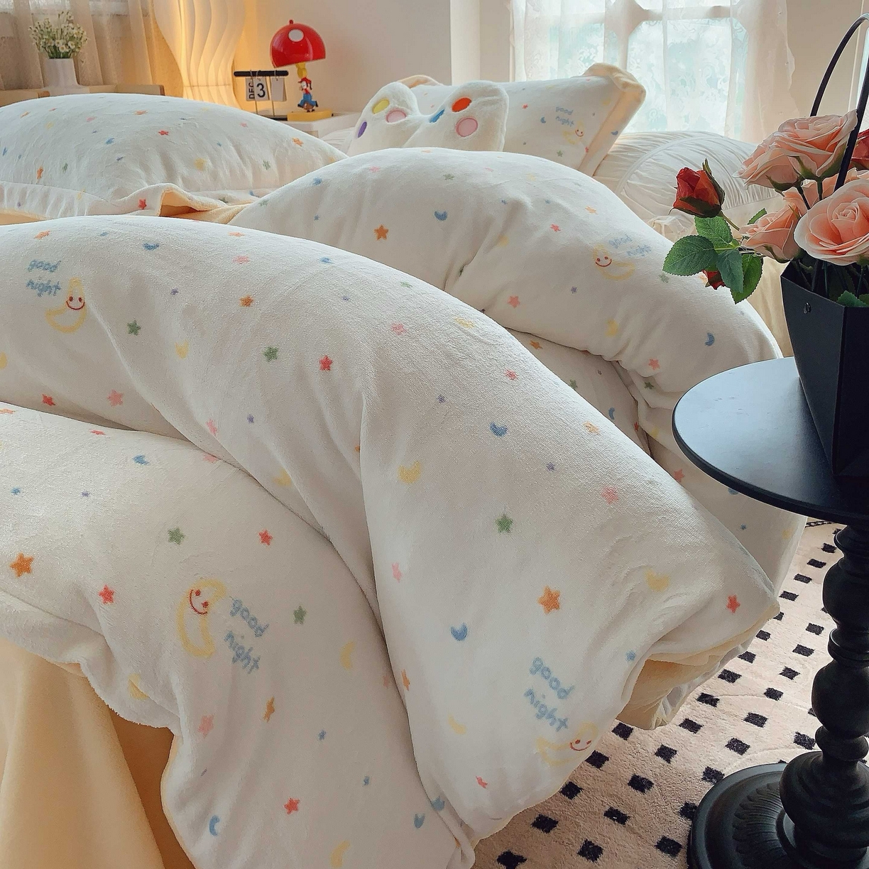 91家纺网 家纺一手货源 找家纺 莱豫家纺 2025新款加厚牛奶绒三件套四件套保暖不静电 繁星