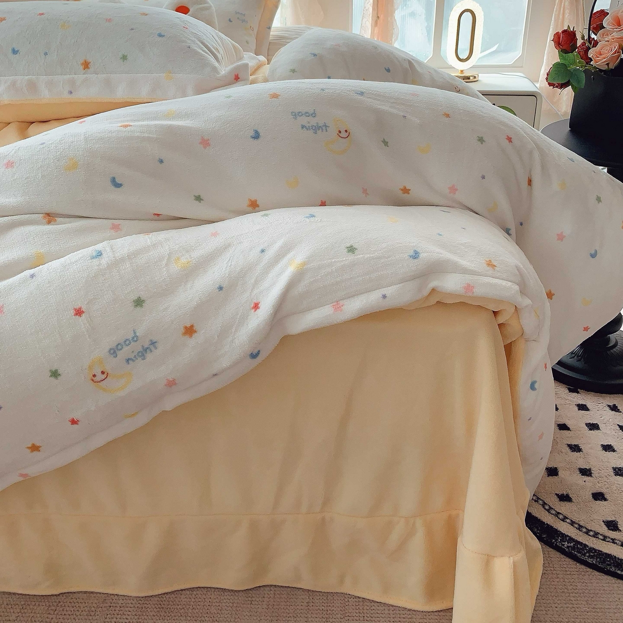 91家纺网 家纺一手货源 找家纺 莱豫家纺 2025新款加厚牛奶绒三件套四件套保暖不静电 繁星