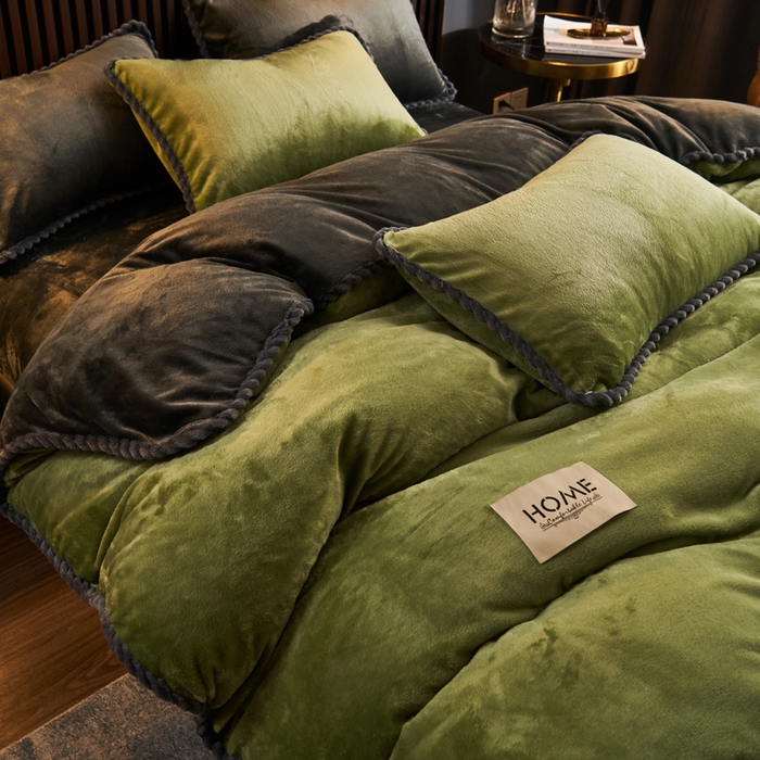 91家纺网 家纺一手货源 找家纺 （总）早晨家纺 2025新款黑金牛奶绒纯色四件套-风格2