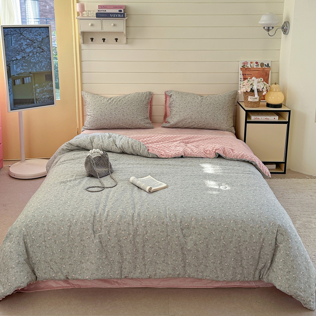 91家纺网 家纺一手货源 找家纺 （总）麦伦家居 2025新款全棉双层纱3D豆豆被系列被子被芯（可配四件套）