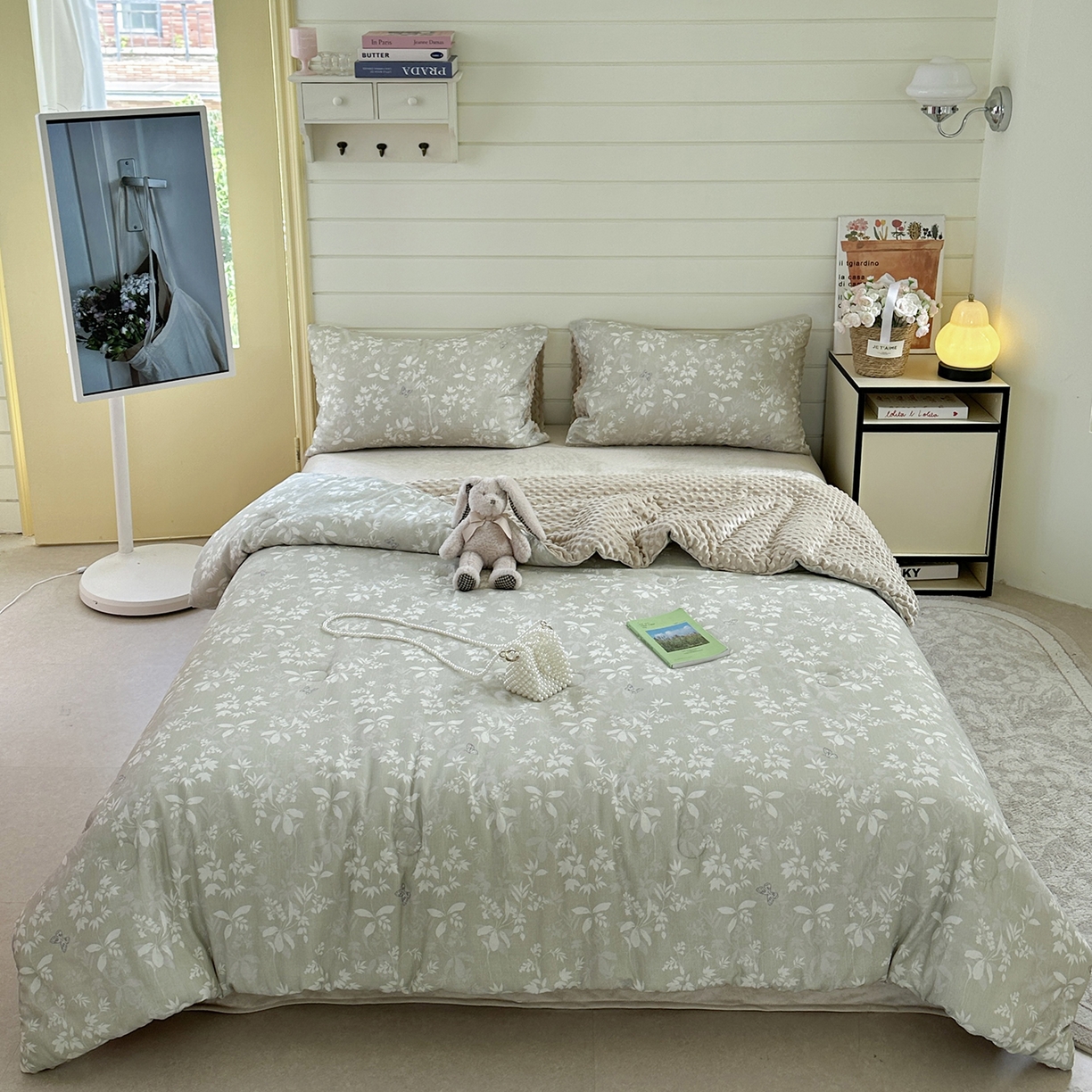 91家纺网 家纺一手货源 找家纺 （总）麦伦家居 2025新款全棉双层纱3D豆豆被系列被子被芯（可配四件套）