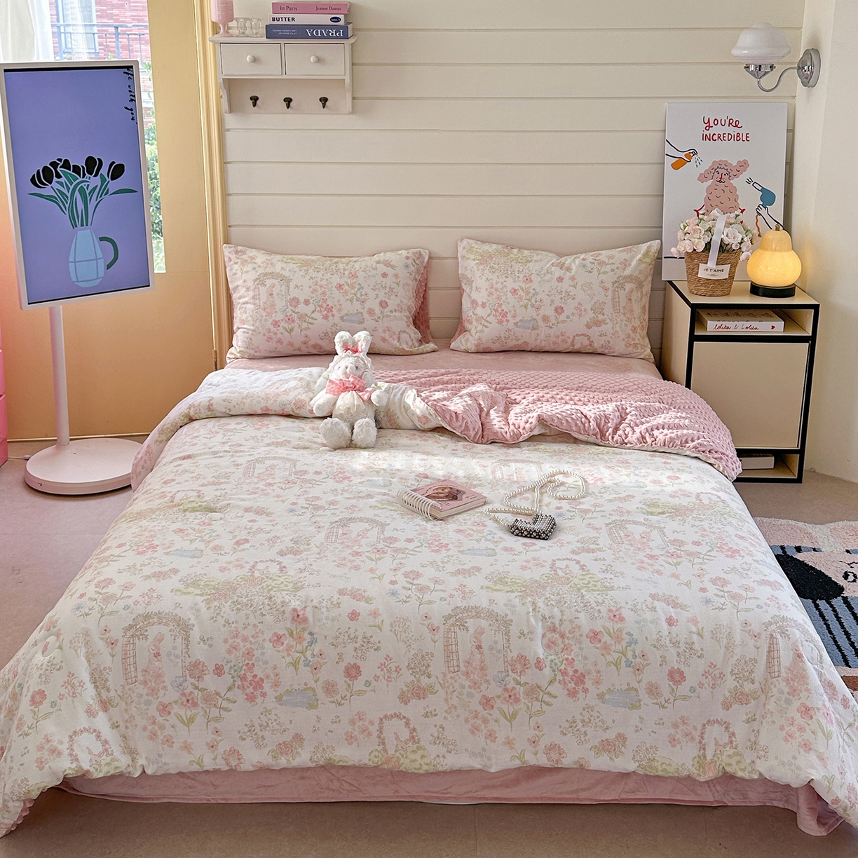 91家纺网 家纺一手货源 找家纺 （总）麦伦家居 2025新款全棉双层纱3D豆豆被系列被子被芯（可配四件套）