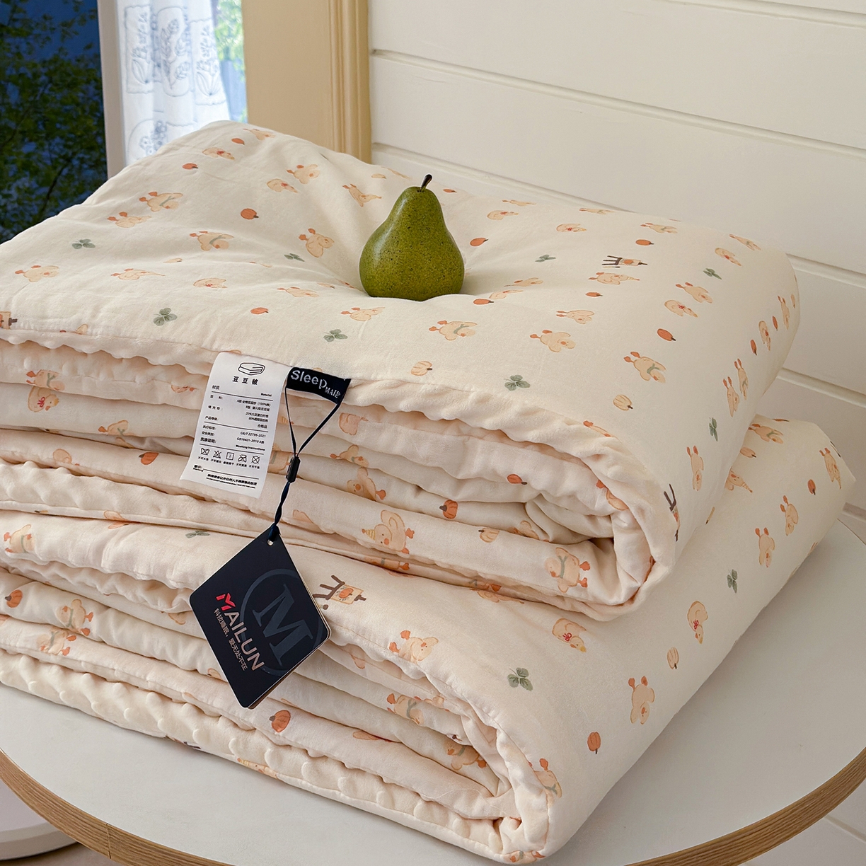 91家纺网 家纺一手货源 找家纺 （总）麦伦家居 2025新款全棉双层纱3D豆豆被系列被子被芯（可配四件套）