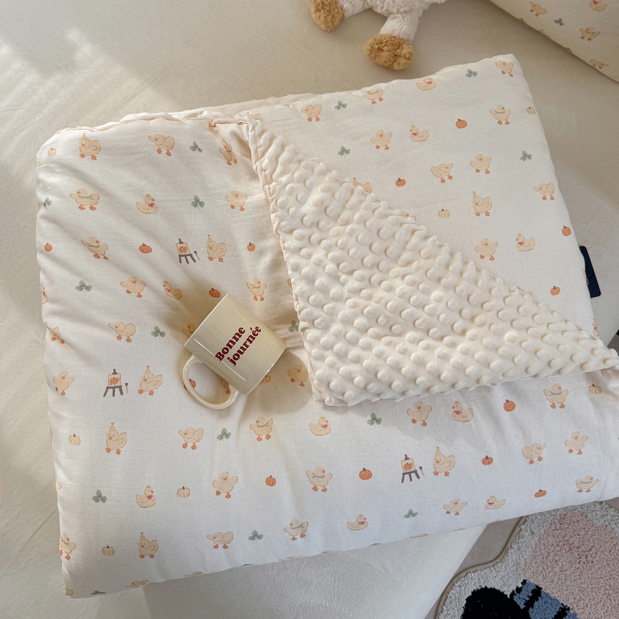 91家纺网 家纺一手货源 找家纺 （总）麦伦家居 2025新款全棉双层纱3D豆豆被系列被子被芯（可配四件套）