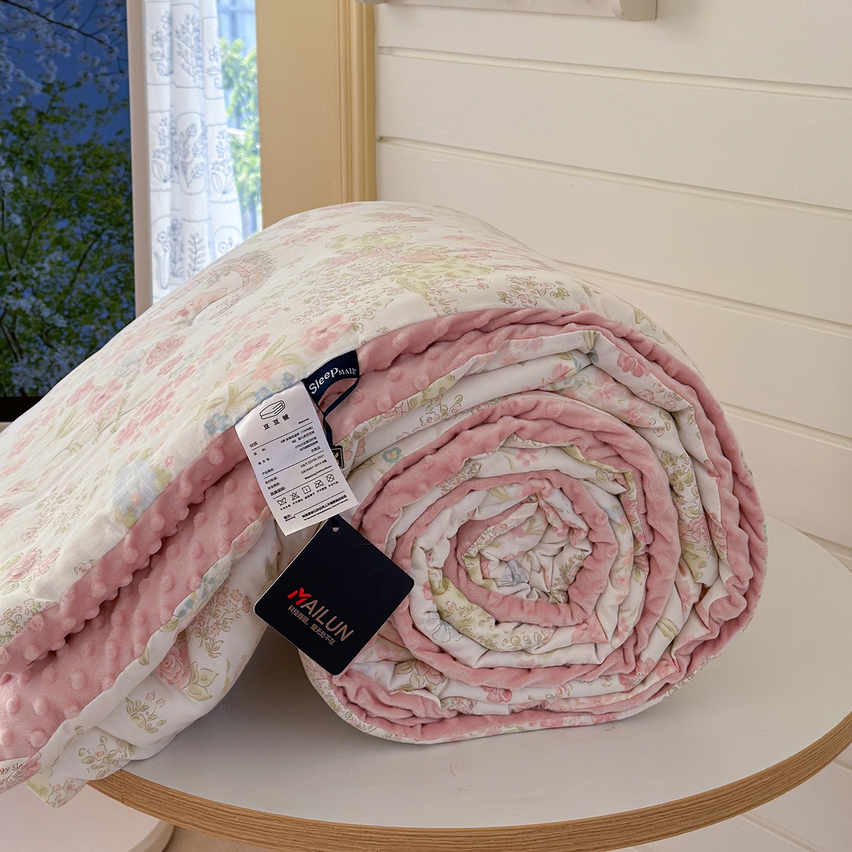 91家纺网 家纺一手货源 找家纺 麦伦家居 2025新款全棉双层纱3D豆豆被系列被子被芯（可配四件套） 庄园秘境