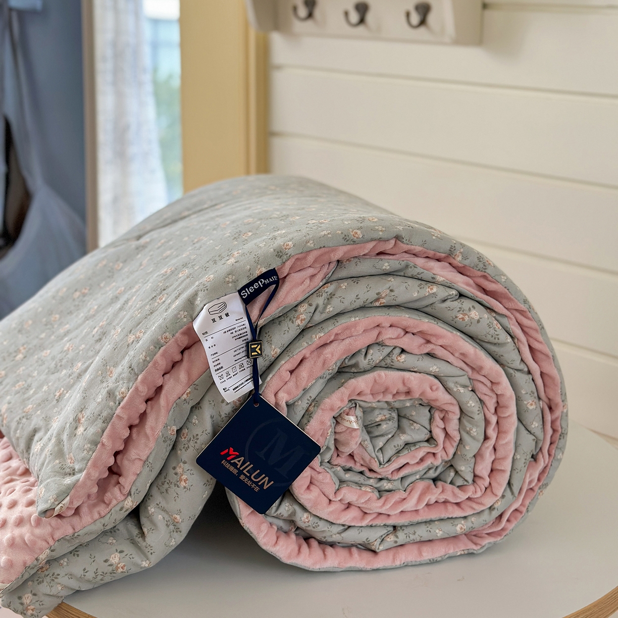 91家纺网 家纺一手货源 找家纺 麦伦家居 2025新款全棉双层纱3D豆豆被系列被子被芯（可配四件套） 星奈绿