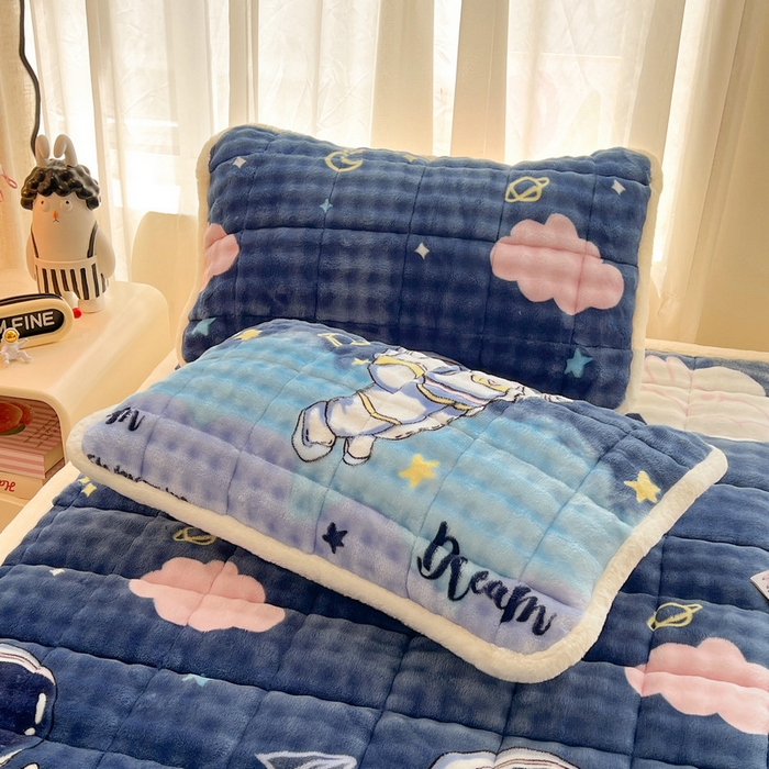 91家纺网 家纺一手货源 找家纺 梵朴 2025新款牛奶绒泡泡兔毛绒床垫学生宿舍床褥子床护垫大床款印花系列 梦幻太空人