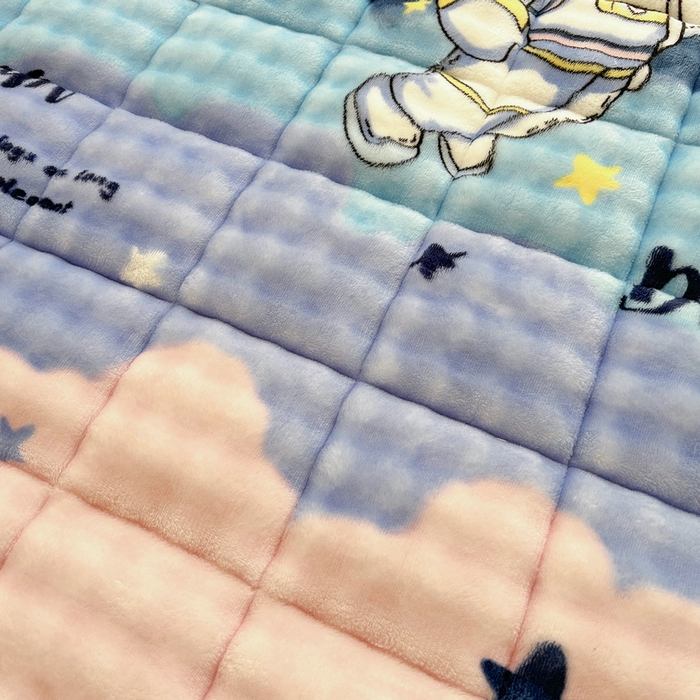 91家纺网 家纺一手货源 找家纺 梵朴 2025新款牛奶绒泡泡兔毛绒床垫学生宿舍床褥子床护垫大床款印花系列 梦幻太空人