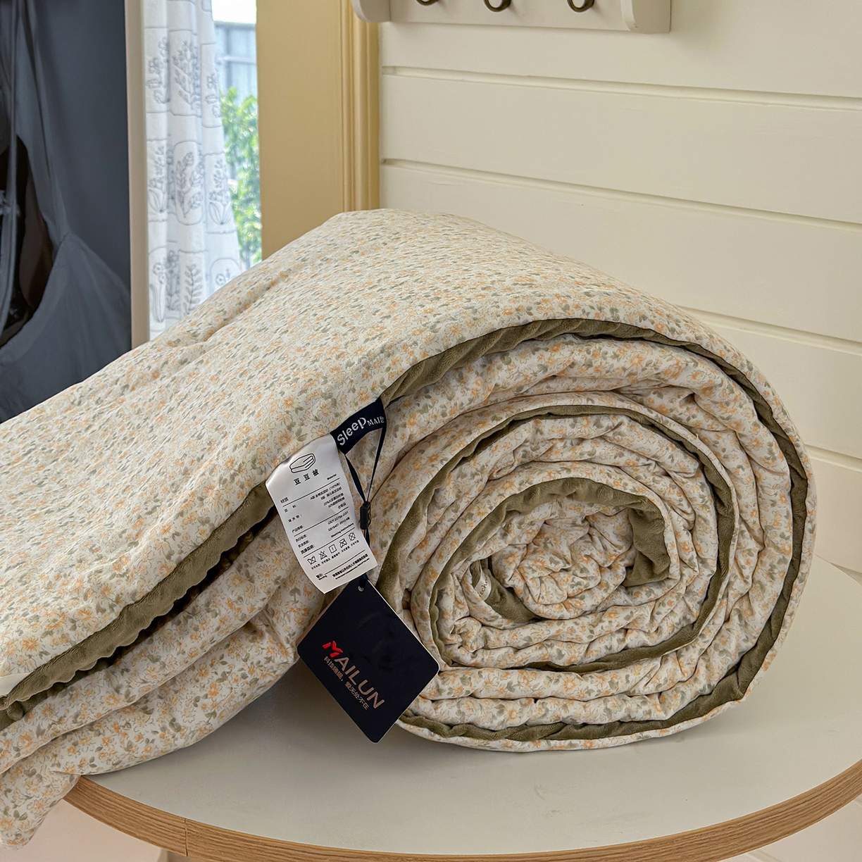 91家纺网 家纺一手货源 找家纺 麦伦家居 2025新款全棉双层纱3D豆豆被系列被子被芯（可配四件套） 兰香-抹茶