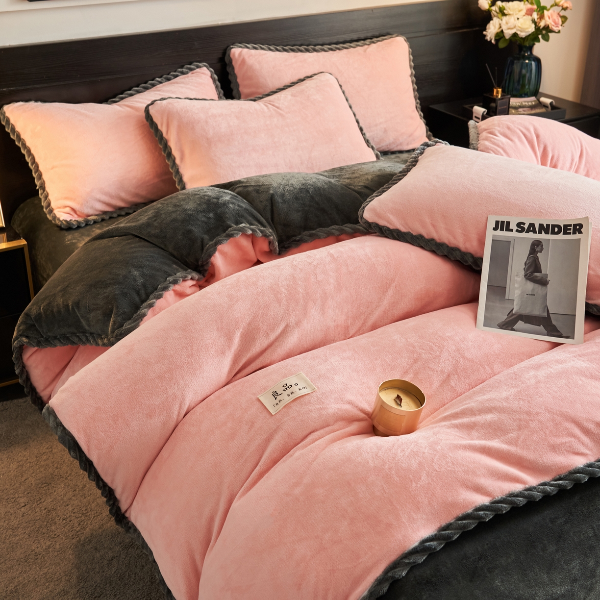 早晨家纺 2025新款黑金牛奶绒纯色四件套-风格1 黑金-玉色