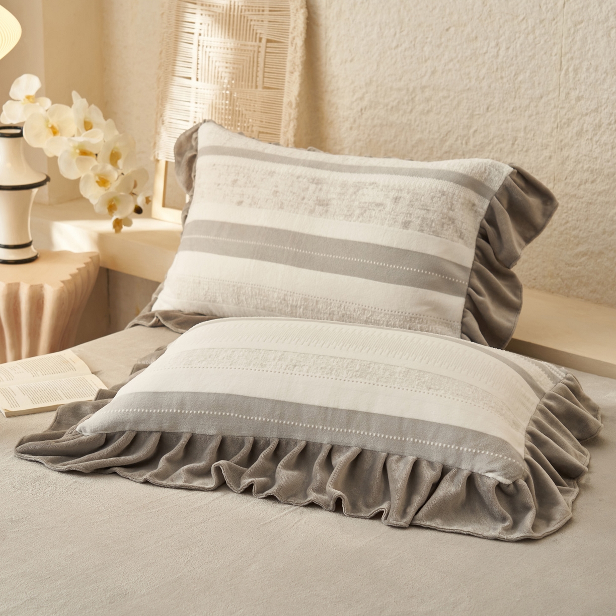 91家纺网 家纺一手货源 找家纺 早晨家纺 2025新款高克重牛奶绒烂花四件套 浅叙