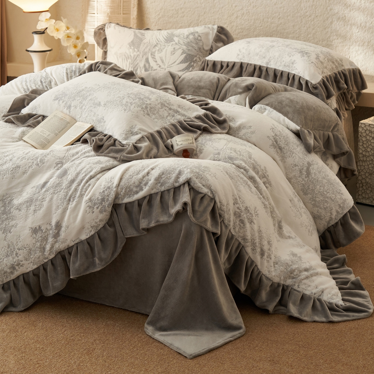 91家纺网 家纺一手货源 找家纺 （总）早晨家纺 2025新款高克重牛奶绒烂花四件套