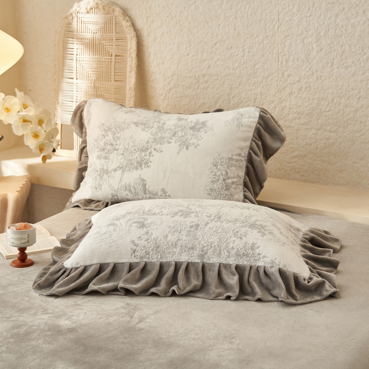 91家纺网 家纺一手货源 找家纺 早晨家纺 2025新款高克重牛奶绒烂花四件套 林影素韵