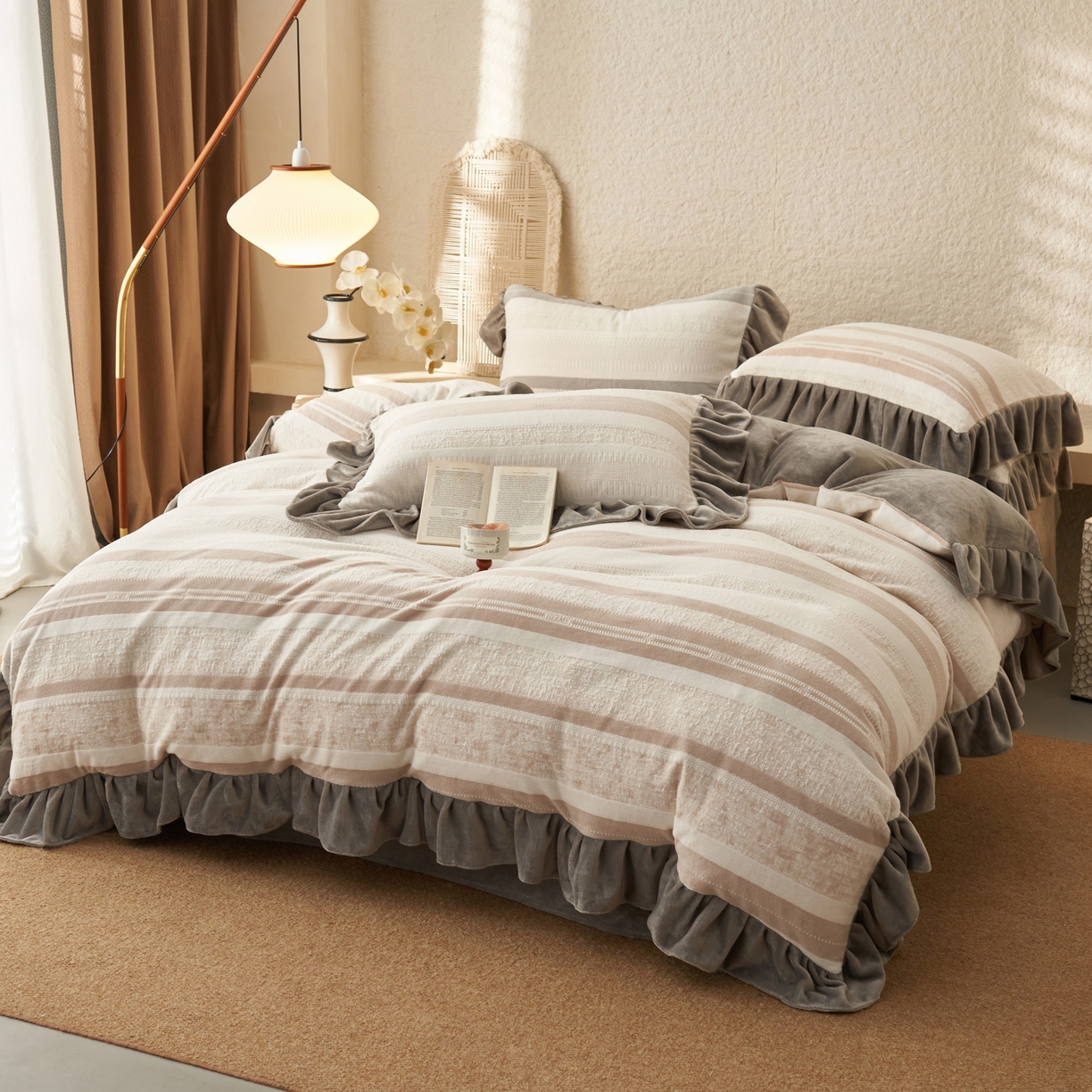 91家纺网 家纺一手货源 找家纺 早晨家纺 2025新款高克重牛奶绒烂花四件套 素纹